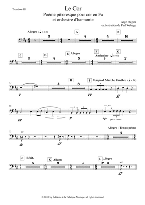Ange Flégier: Le Cor for solo horn and concert band, trombone 3 (bass trombone) part