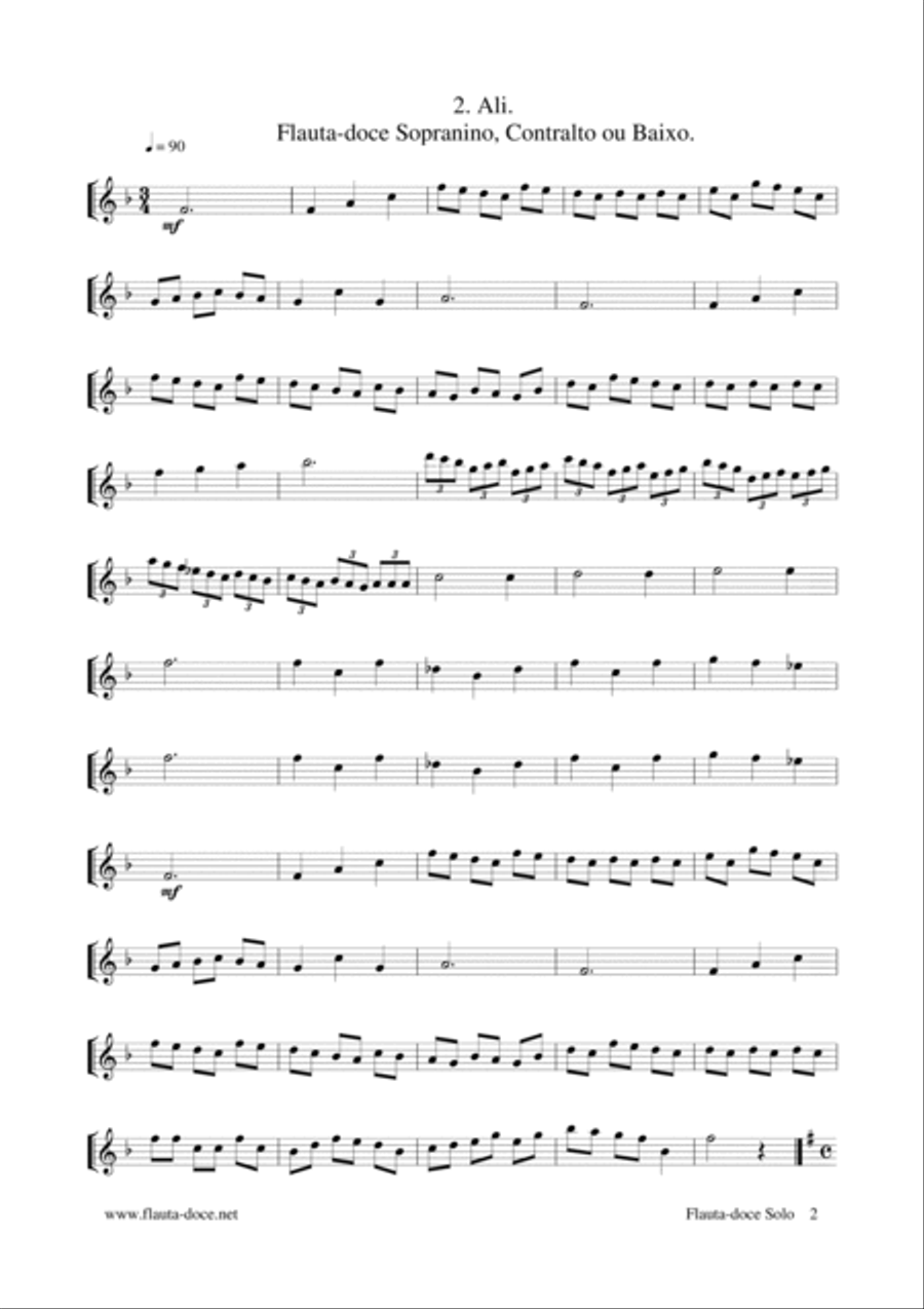 Flauta-doce Solo, Recorder Choir scores gallery preview page 2