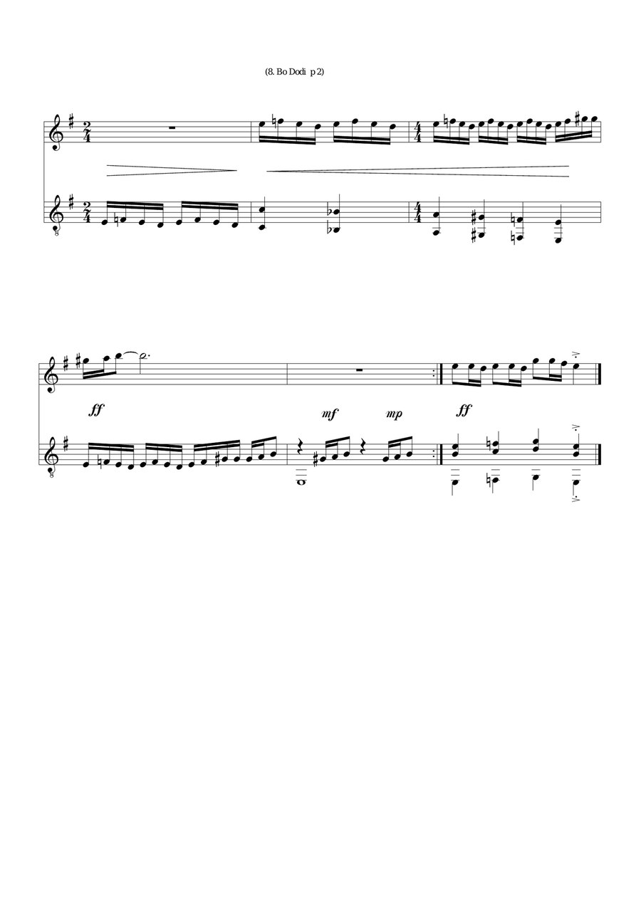 Bo dodi (Come, my belovèd) for flute and guitar Flute scores gallery preview page 2