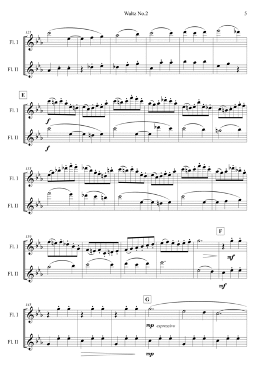 Waltz No.2 (Jazz Suite No.2_Suite For Promenade Orchestra) Flute Duet scores gallery preview page 5