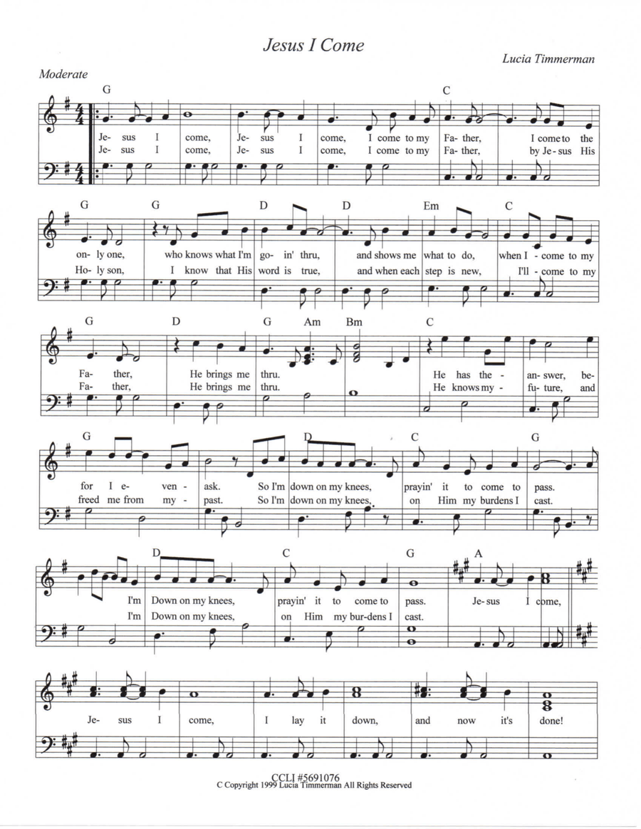 Jesus I Come Piano, Vocal scores gallery preview page 1