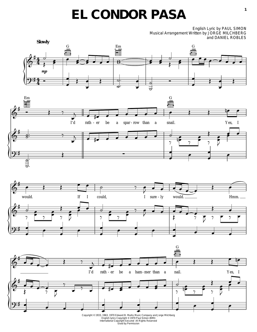 El Condor Pasa (If I Could) Acoustic Guitar scores gallery preview page 1