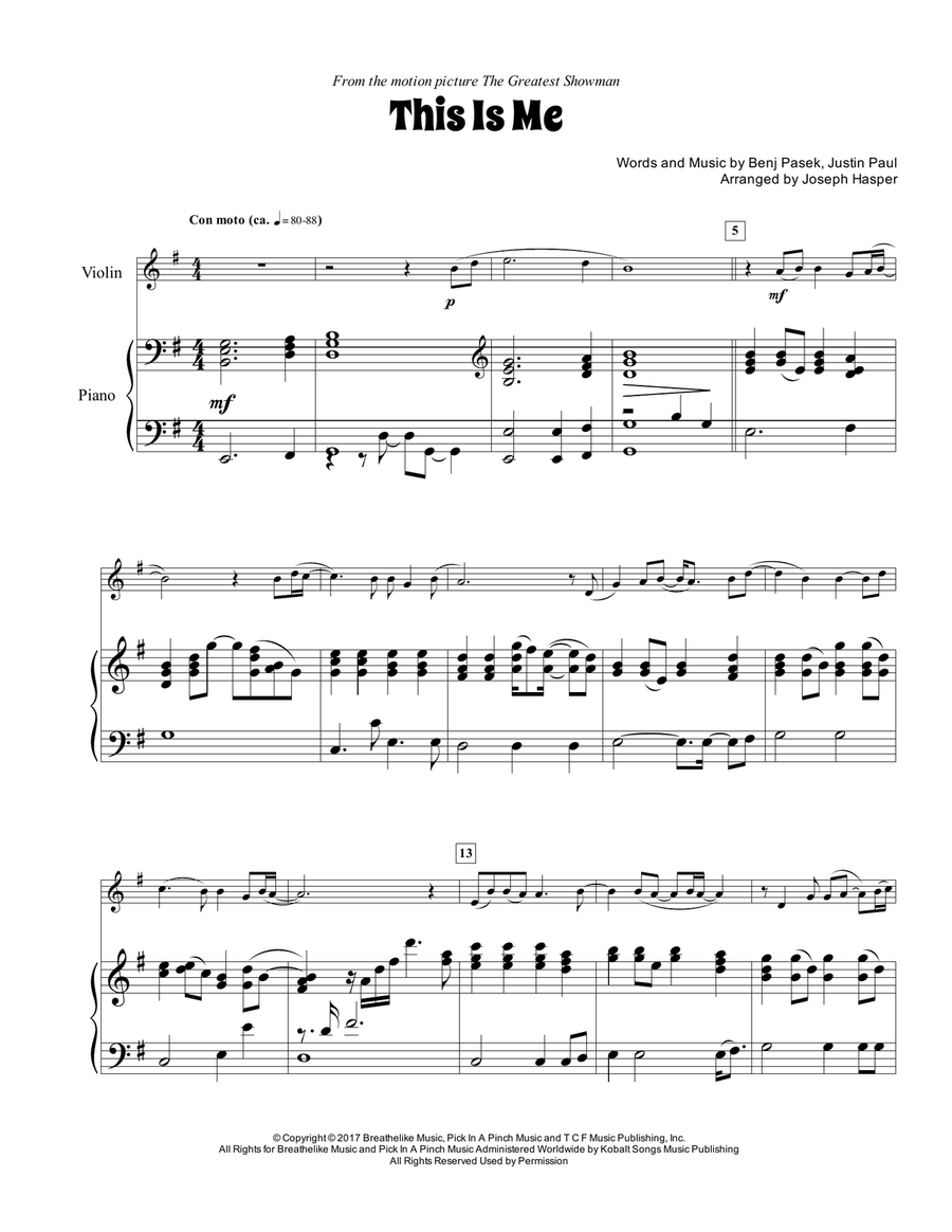 This Is Me Violin Solo scores gallery preview page 2