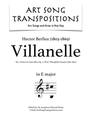 Book cover for BERLIOZ: Villanelle, Op. 7 no. 1 (transposed to E major)