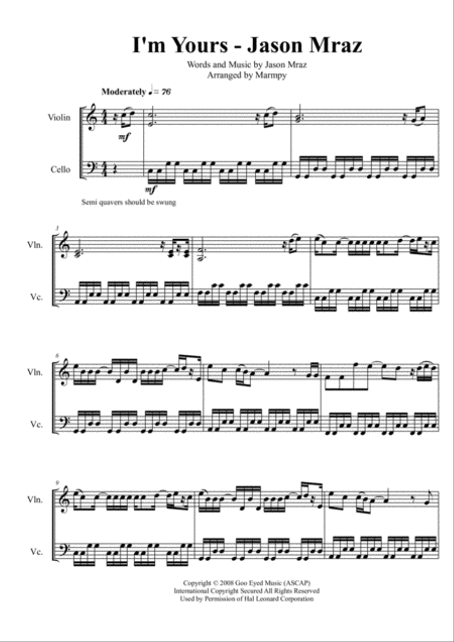 I'm Yours Set of Parts scores gallery preview page 1