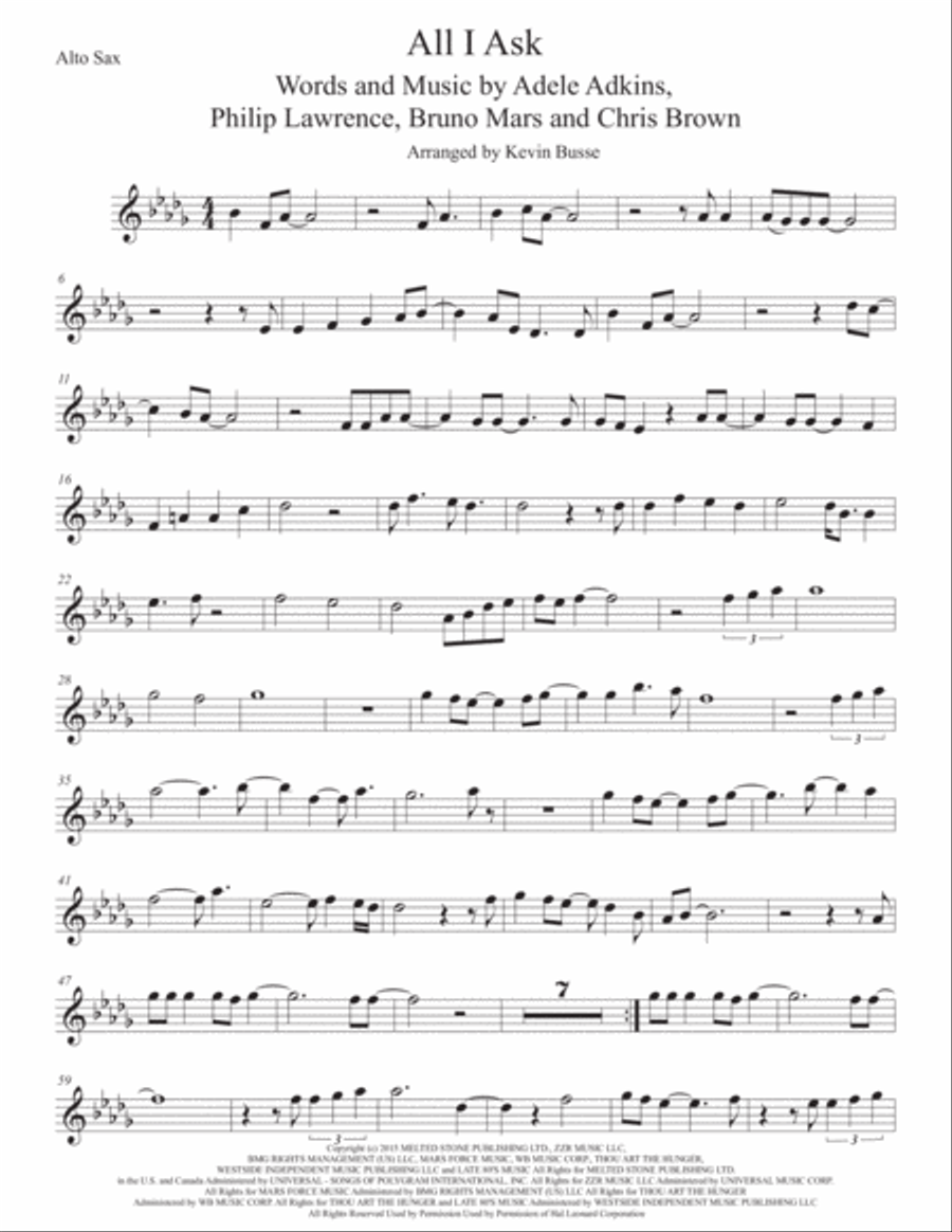 All I Ask All I Ask Alto Saxophone scores gallery preview page 1