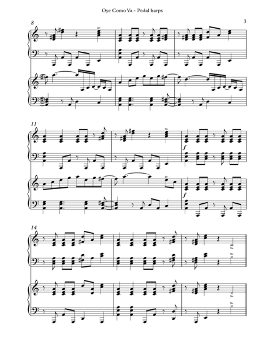 Oye Como Va Pedal Harp scores gallery preview page 3