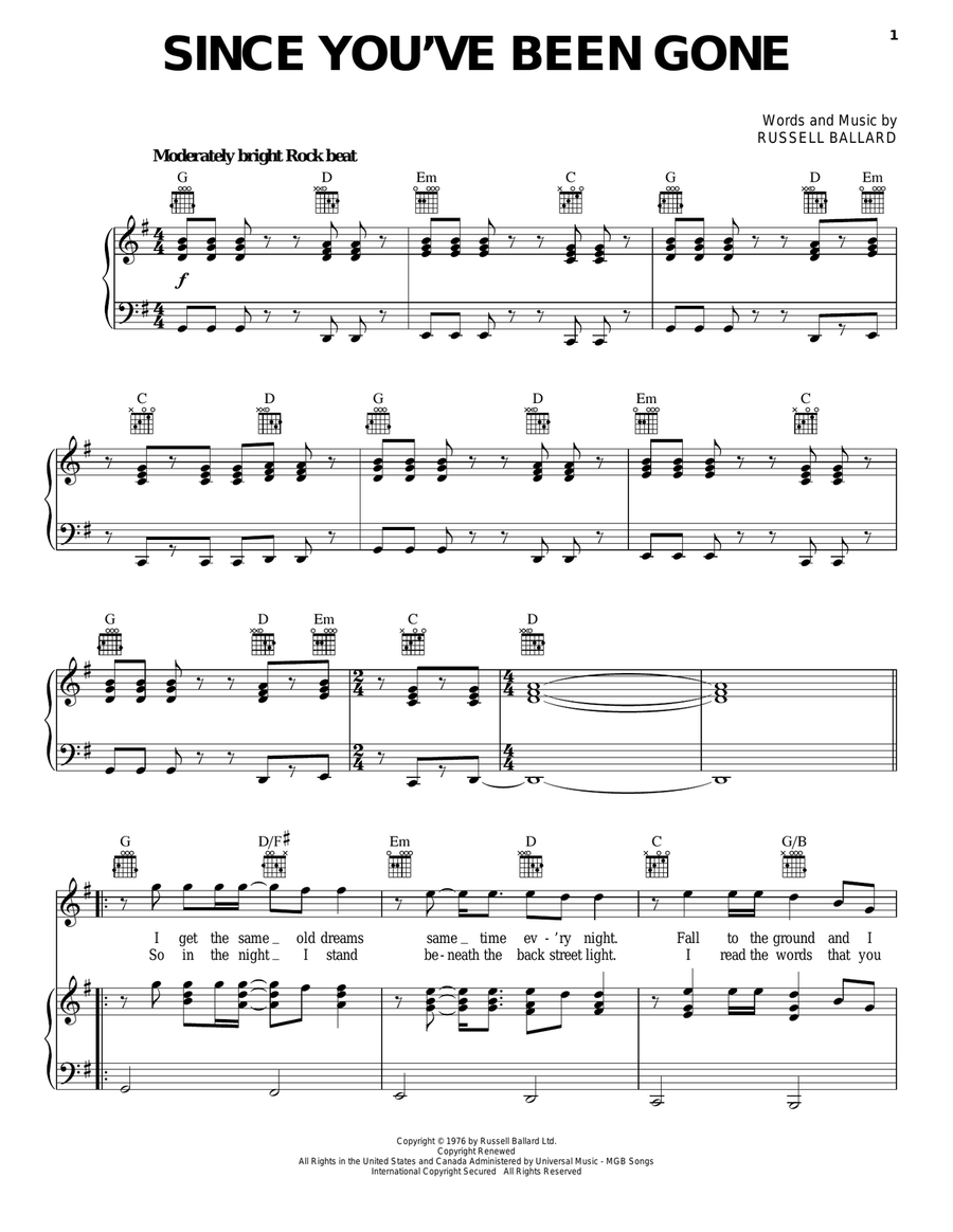Since You've Been Gone Acoustic Guitar scores gallery preview page 1