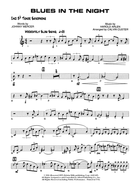 Blues in the Night: 2nd B-flat Tenor Saxophone
