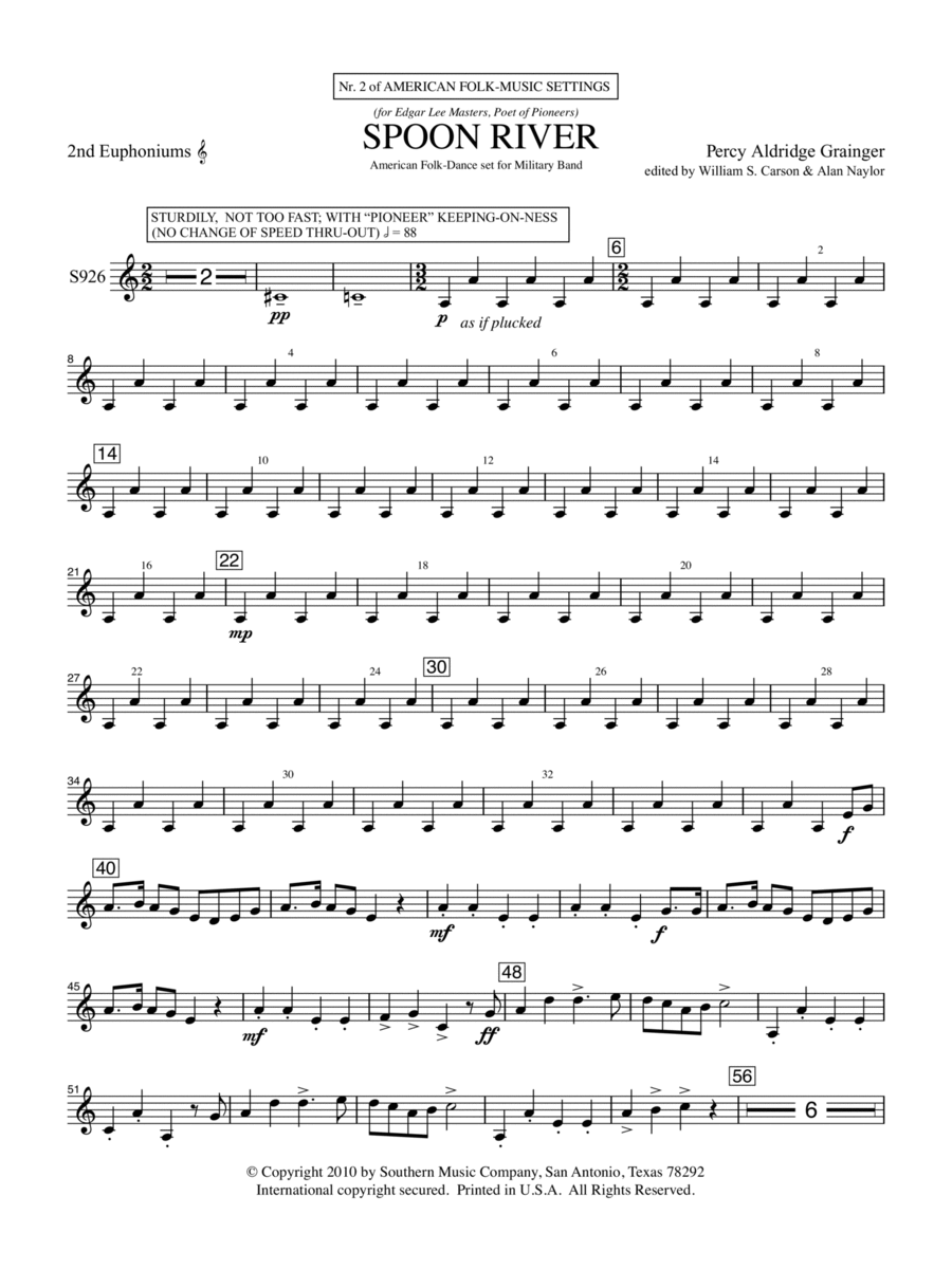 Spoon River - Bb Euphonium 2 B.C. Concert Band scores gallery preview page 1