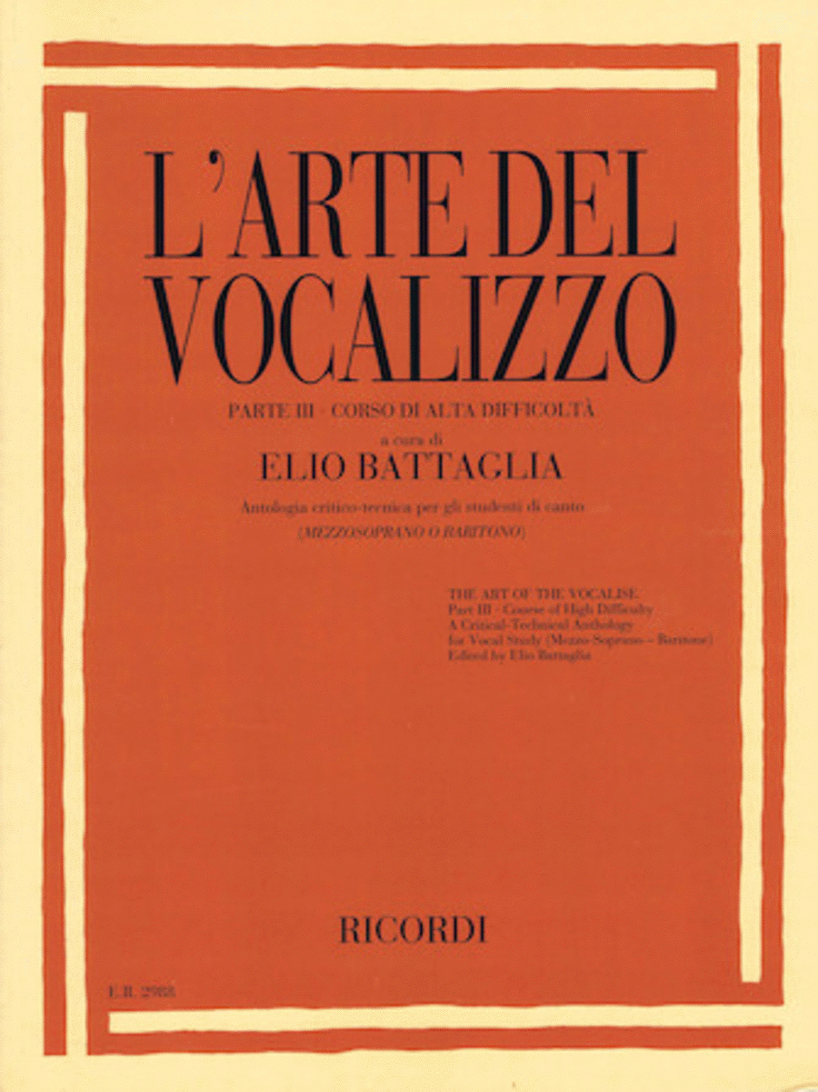 L'Arte Del Vocalizzo Part III (Mezzo-Soprano or Baritone) Mezzo-Soprano Voice scores gallery preview page 1