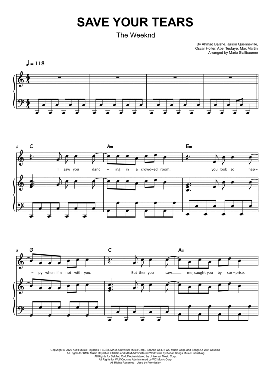 Save Your Tears Voice scores gallery preview page 1