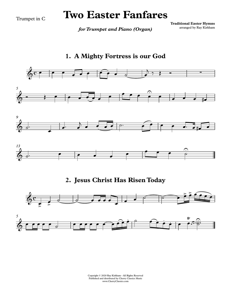 Two Easter Fanfares and Descants for Trumpet and Piano or Organ Two Easter Fanfares and Descants for Trumpet and Piano or Organ Trumpet Duet scores gallery preview page 5