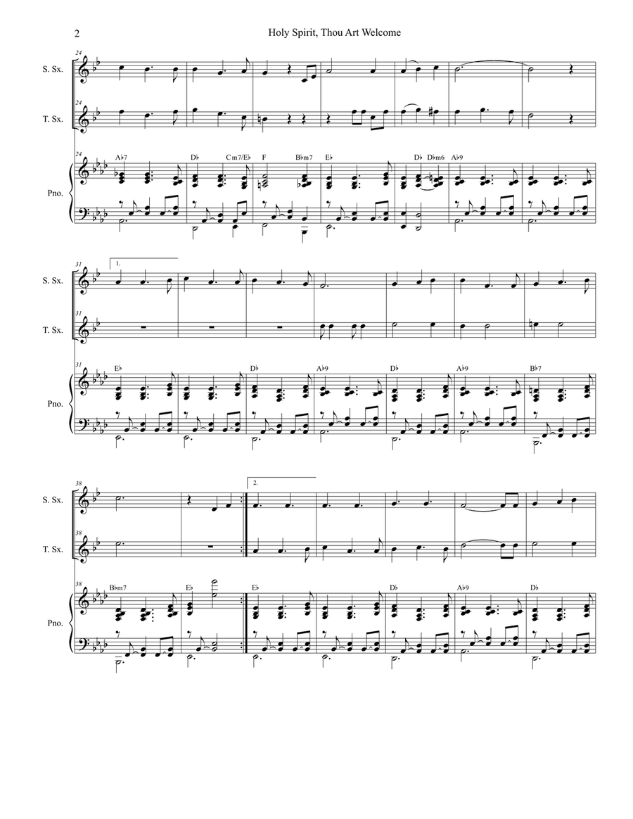Holy Spirit, Thou Art Welcome Woodwind Duet scores gallery preview page 2