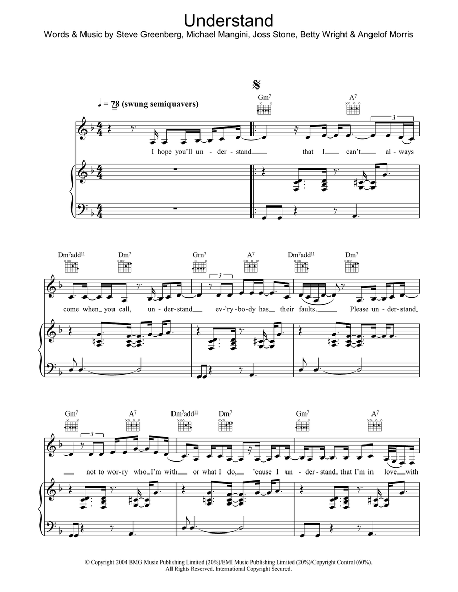 Understand Piano, Vocal, Guitar scores gallery preview page 1
