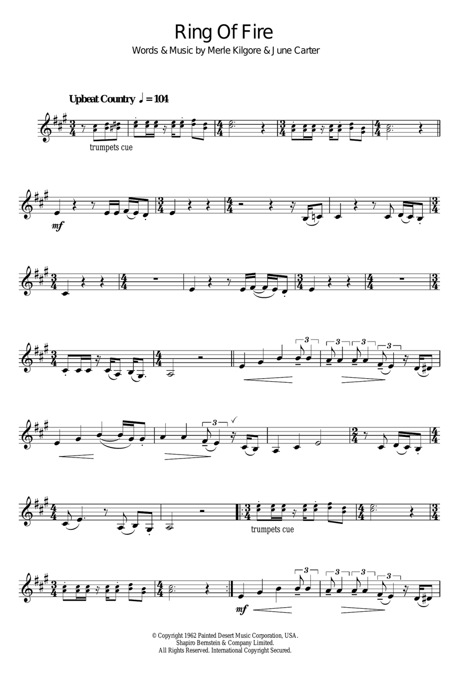 Ring Of Fire Ring Of Fire Clarinet Solo scores gallery preview page 1