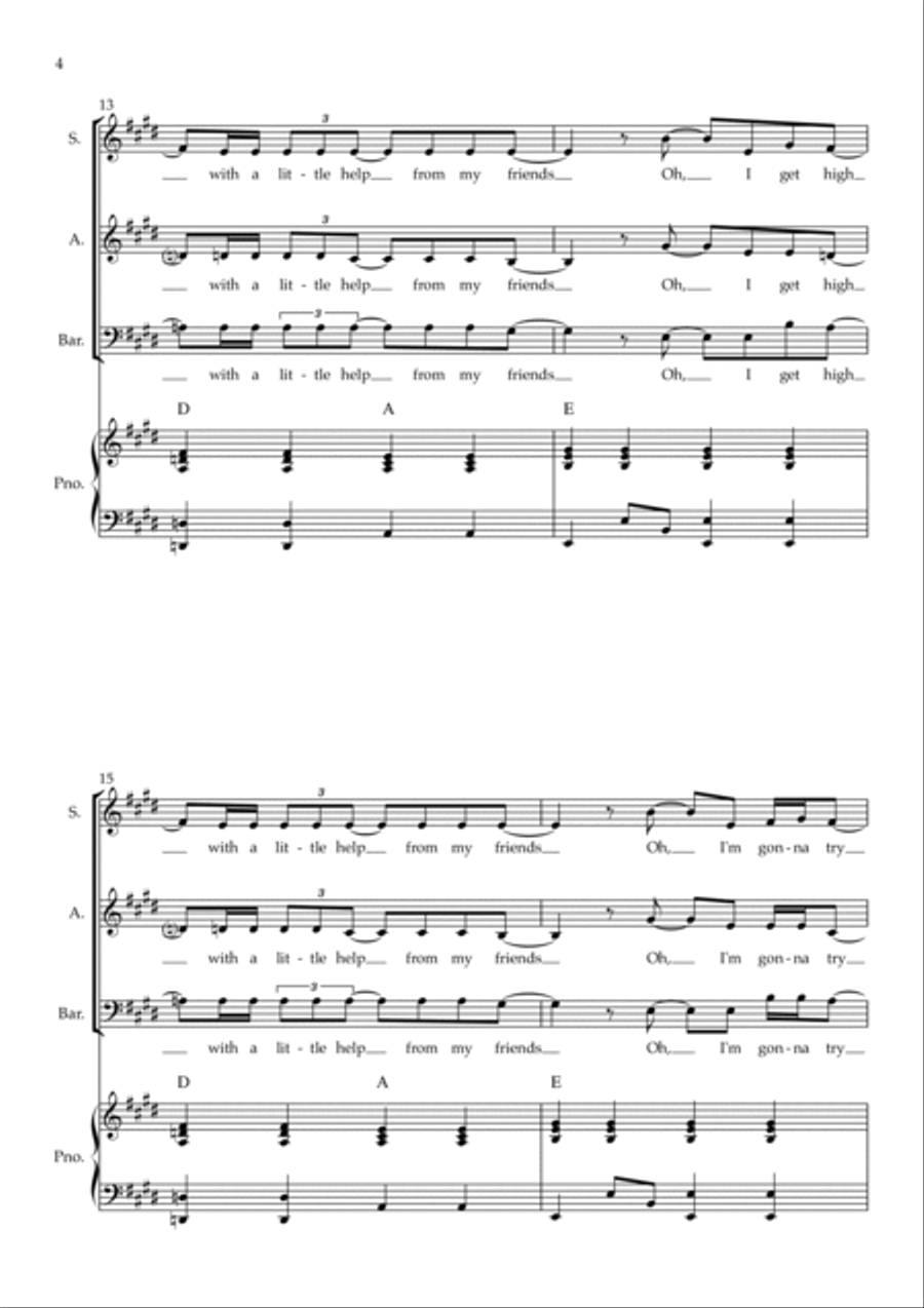 With A Little Help From My Friends 3-Part scores gallery preview page 4