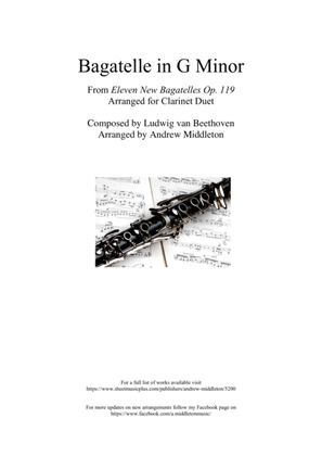 Book cover for Bagatelle in G Minor arranged for Clarinet Duet