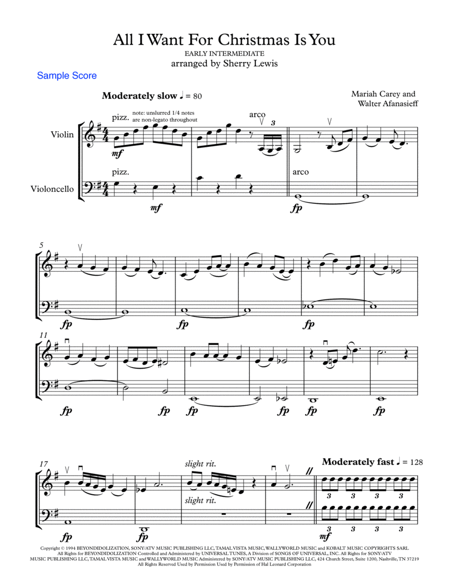 All I Want For Christmas Is You String Duet scores gallery preview page 1