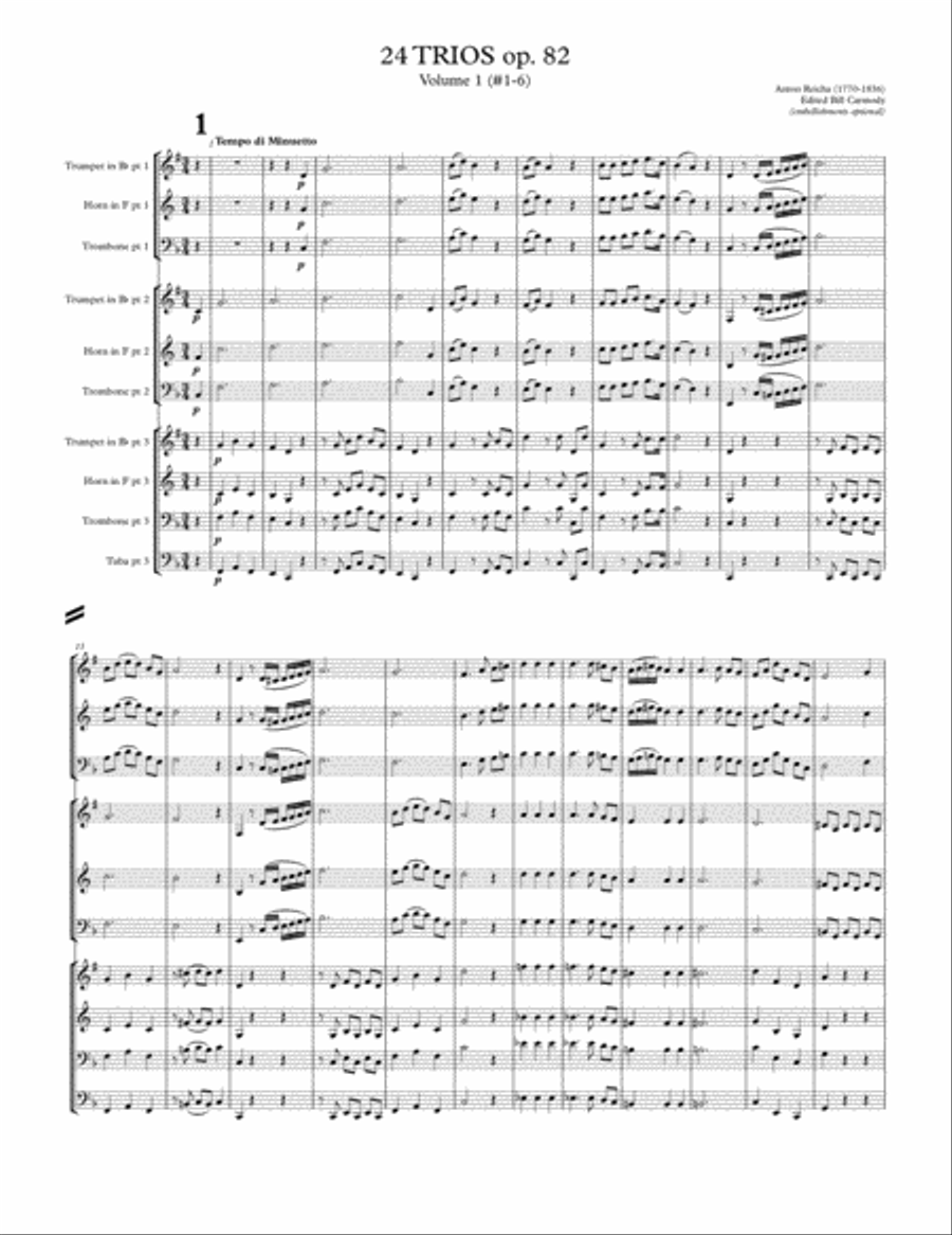 Reicha 24 Trios Vol 1 (1-6) op 82 Brass Ensemble scores gallery preview page 2