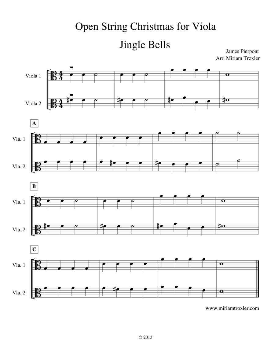 Open String Christmas for Viola Viola Solo scores gallery preview page 1