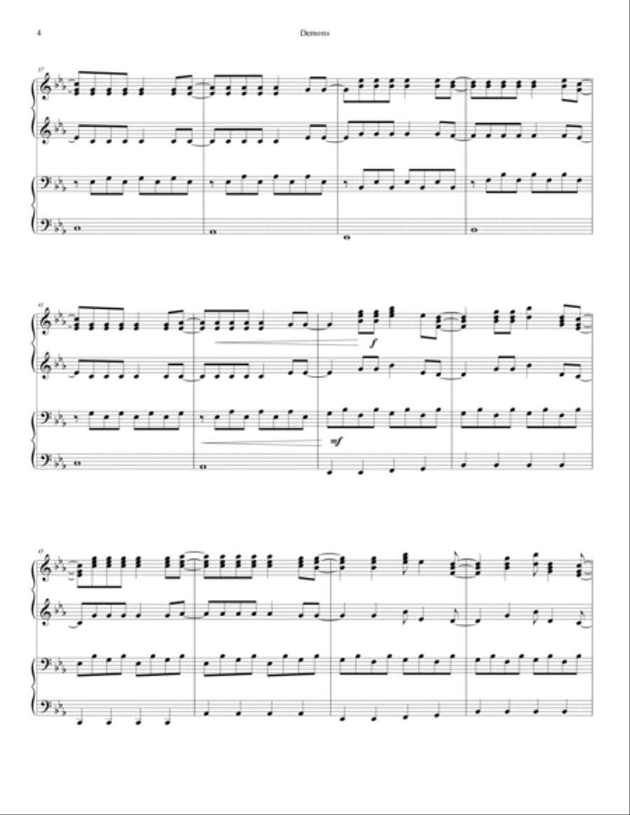 Demons Demons 1 Piano, 4-Hands scores gallery preview page 5