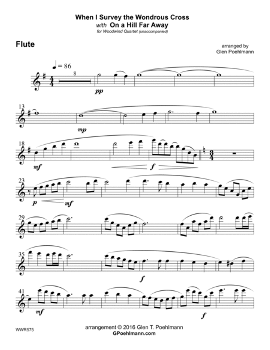 WHEN I SURVEY THE WONDROUS CROSS/THE OLD RUGGED CROSS - WOODWIND QUARTET (unaccompanied) Woodwind Quartet scores gallery preview page 5