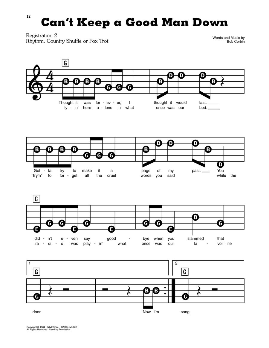 Can't Keep A Good Man Down Electronic Keyboard scores gallery preview page 1