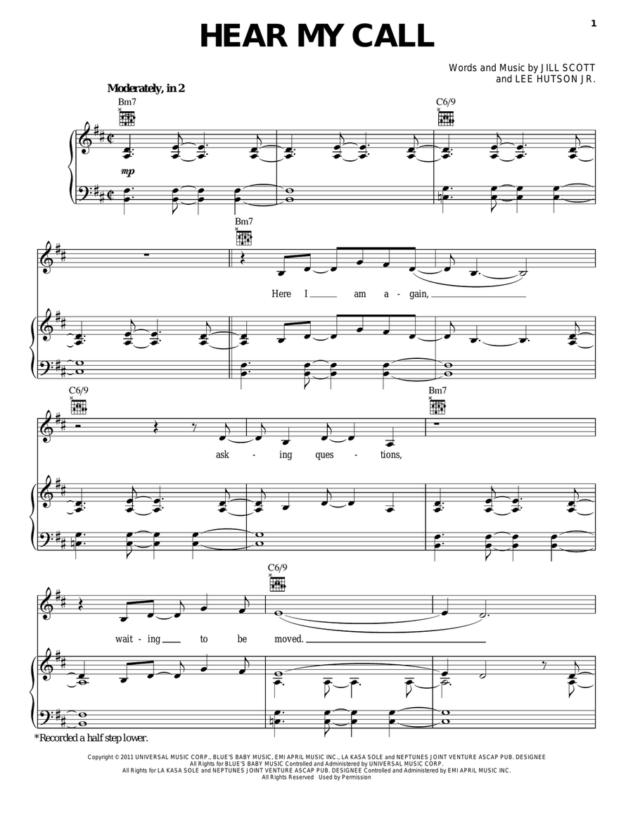 Hear My Call Piano, Vocal, Guitar scores gallery preview page 1