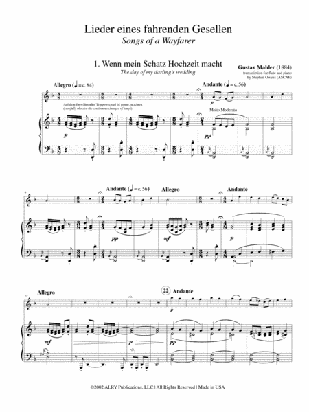 Songs of a Wayfarer for Flute and Piano