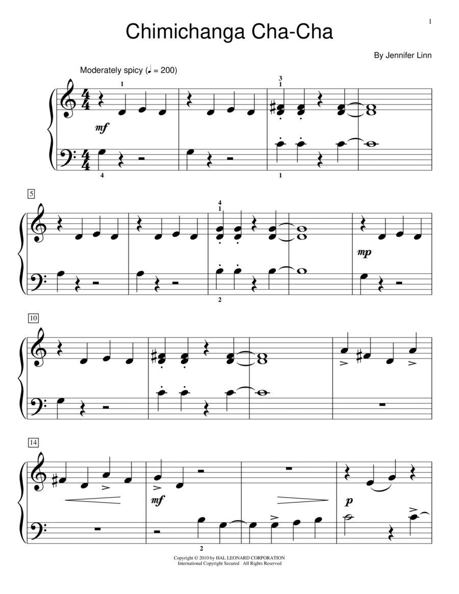 Chimichanga Cha-Cha Piano Method scores gallery preview page 1