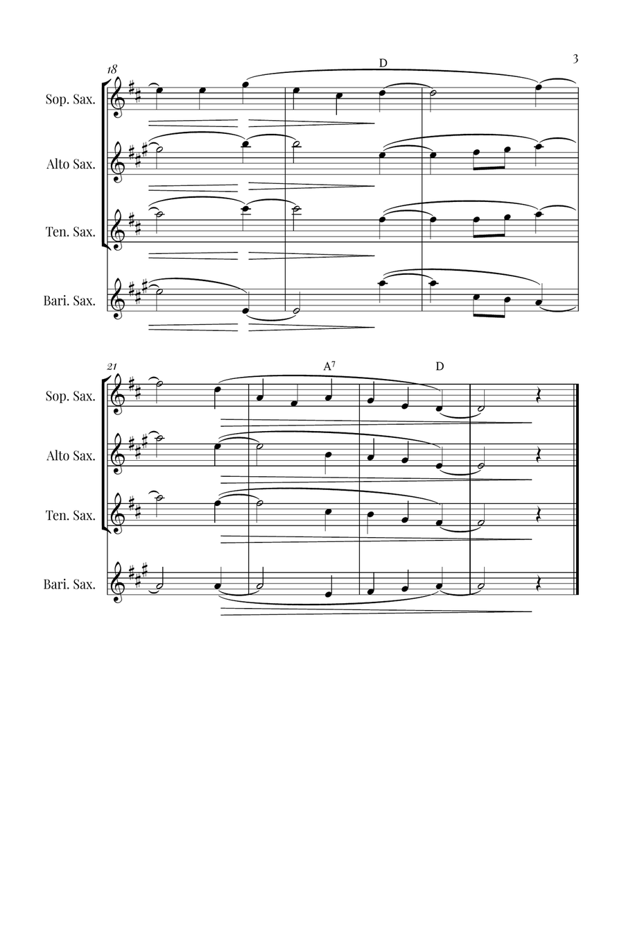 Silent Night Saxophone Quartet scores gallery preview page 3