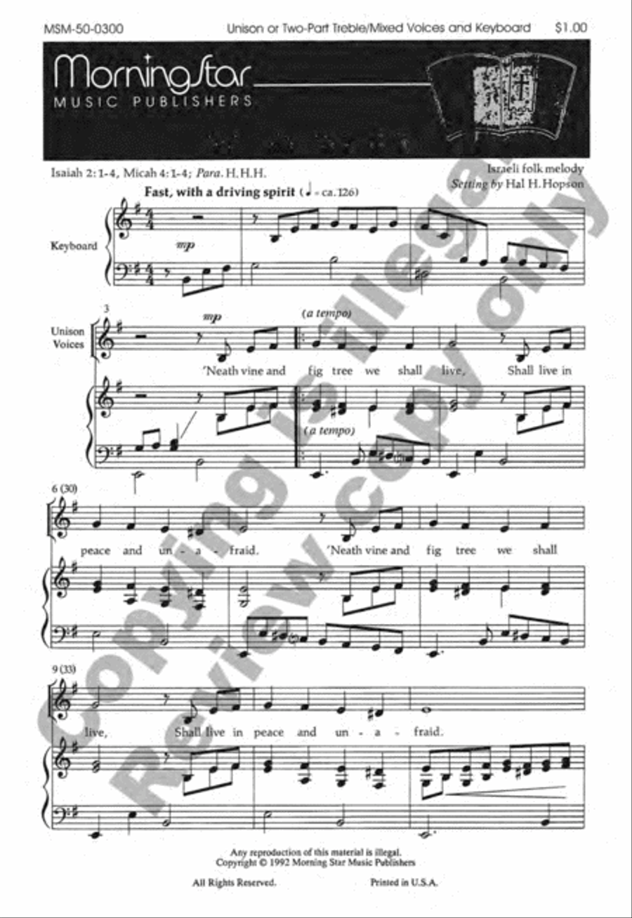 Neath Vine and Fig Tree Unison Choir scores gallery preview page 2