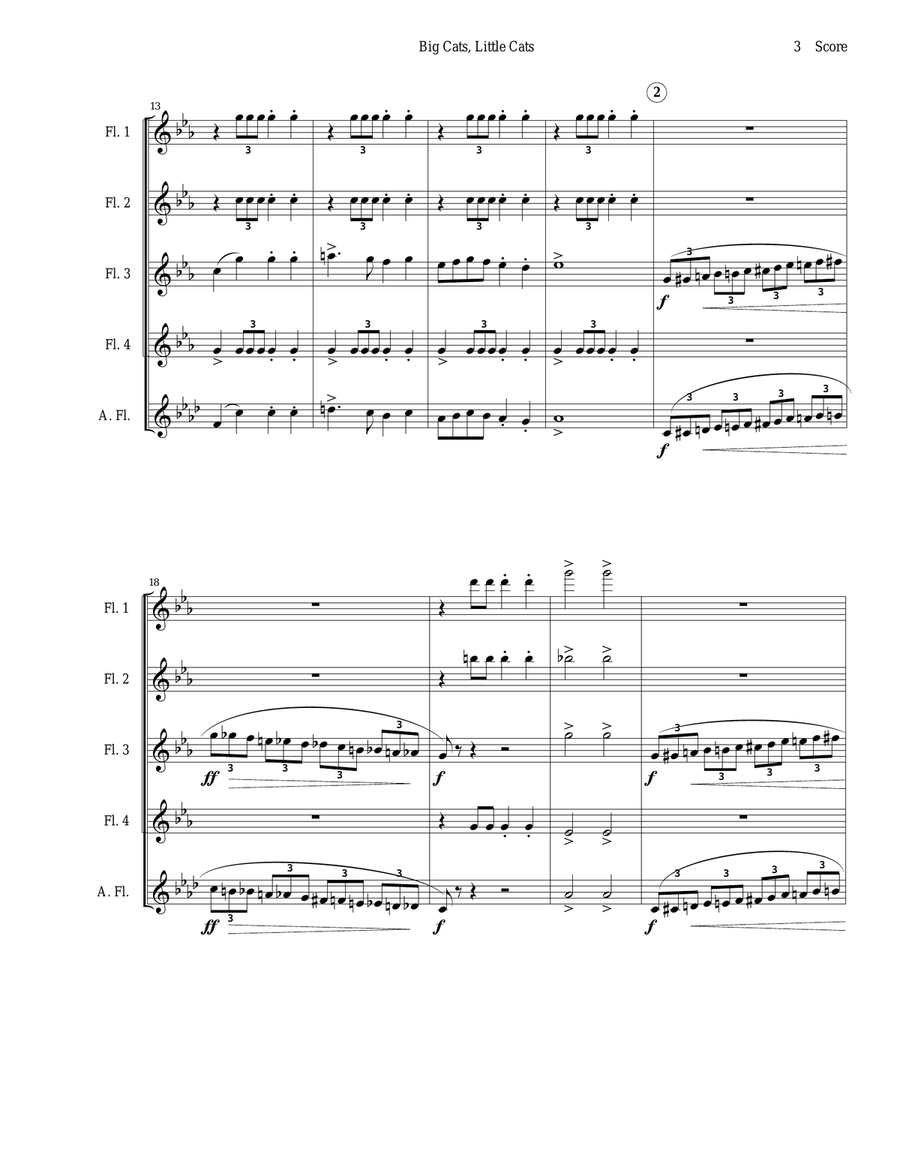 Big Cats, Little Cats - Cat Music for Five Flutes Woodwind Quintet scores gallery preview page 3