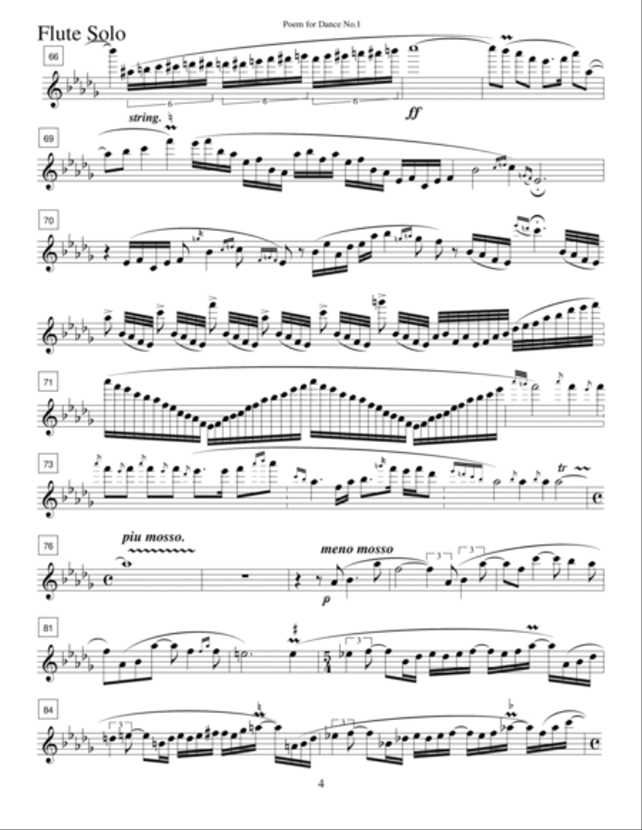 POEM FOR DANCE, op.31 No.1(1981) - A Duet For Flute solo and Piano Woodwind Duet scores gallery preview page 4