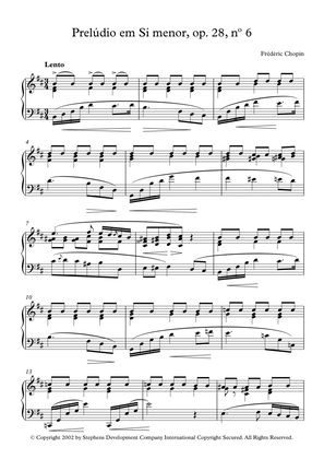 Prelude In B Minor, Op. 28, No. 6 Frederic Chopin Piano