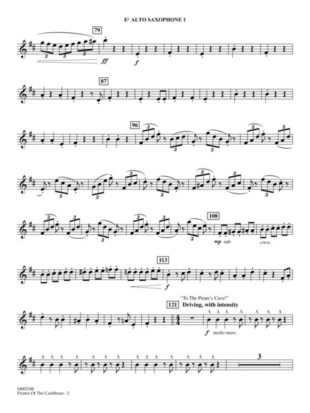 Pirates Of The Caribbean (Symphonic Suite) (arr. John Wasson) - Eb Alto Saxophone 1