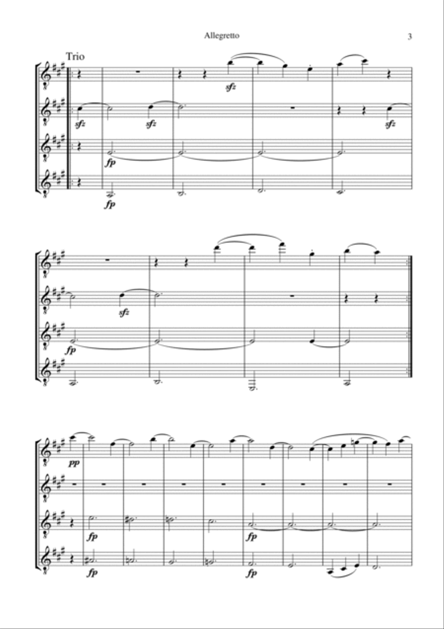 Allegretto (Moonlight Sonata) for guitar quartet Guitar Ensemble scores gallery preview page 3