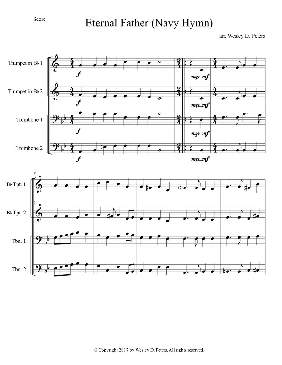 Eternal Father, Strong to Save (Navy Hymn) Brass Ensemble scores gallery preview page 4