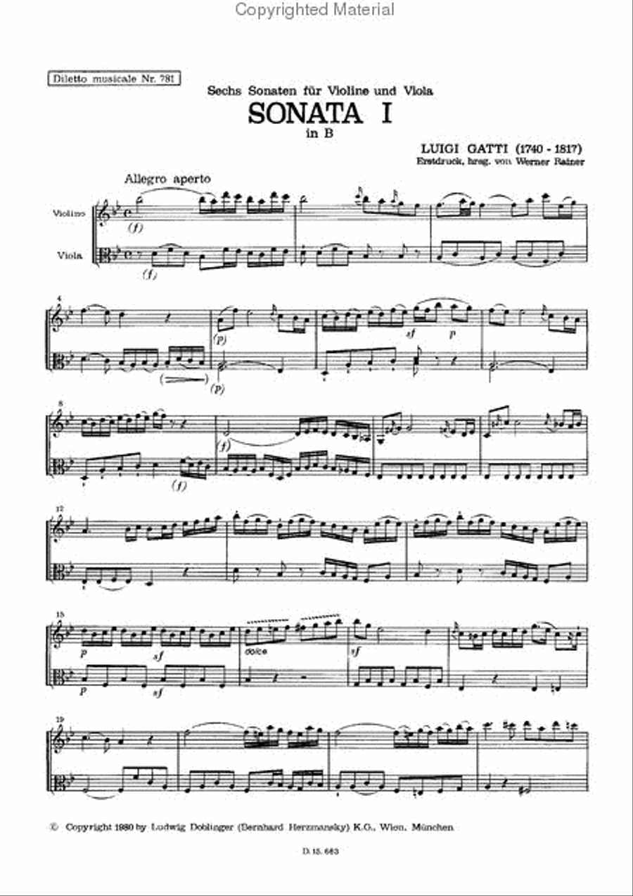 Sonata I B-Dur Sonata I B-Dur Viola scores gallery preview page 2