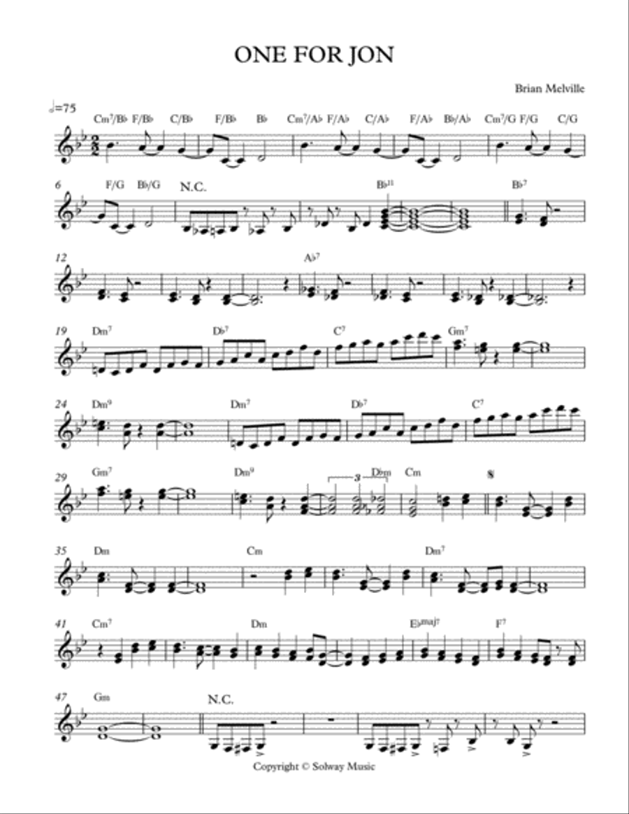 ONE FOR JON Jazz Ensemble scores gallery preview page 1