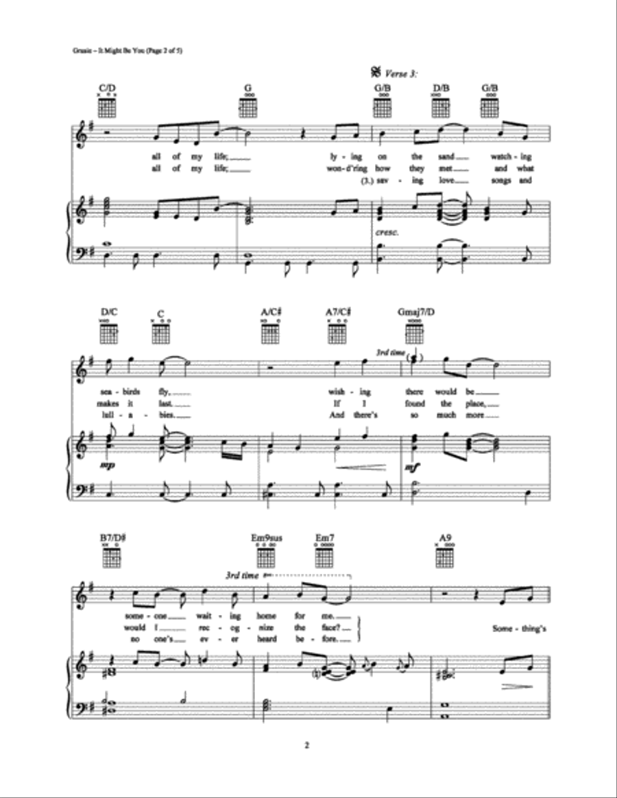 It Might Be You Piano, Vocal, Guitar scores gallery preview page 2