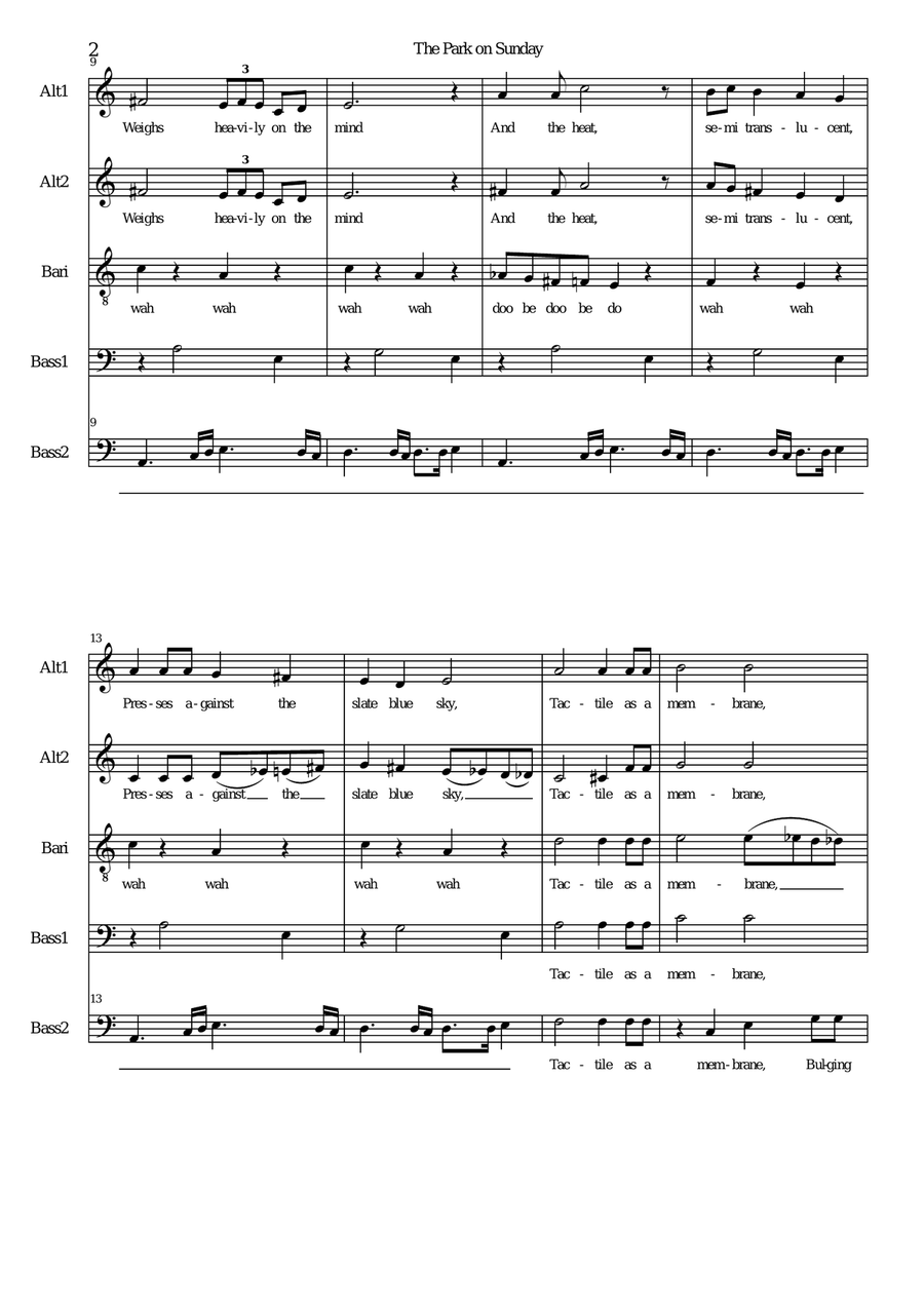The Park on Sunday for men's voices Choir scores gallery preview page 2