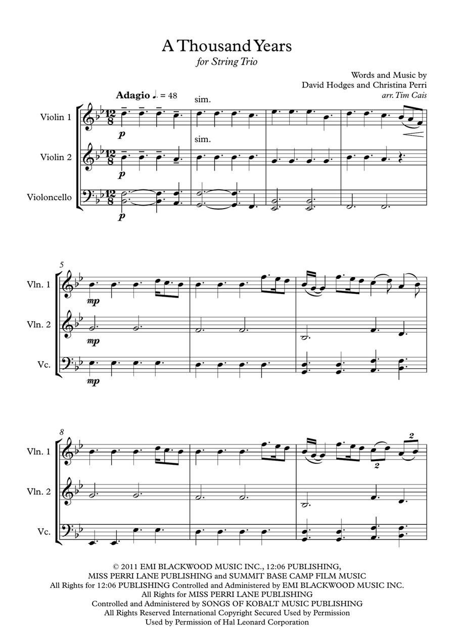 A Thousand Years String Trio scores gallery preview page 1