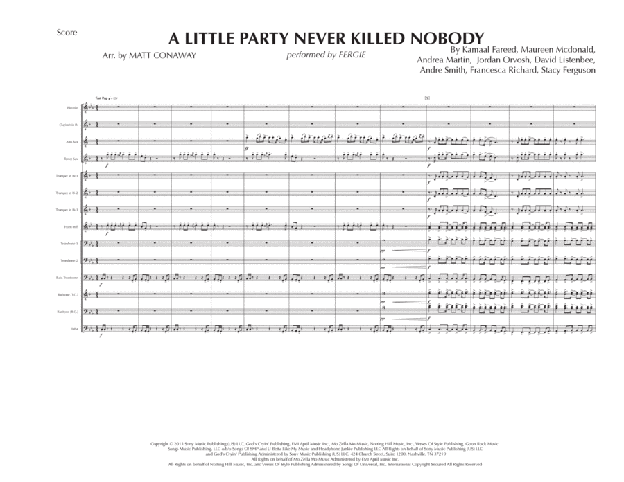 A Little Party Never Killed Nobody (all We Got) Marching Band scores gallery preview page 1