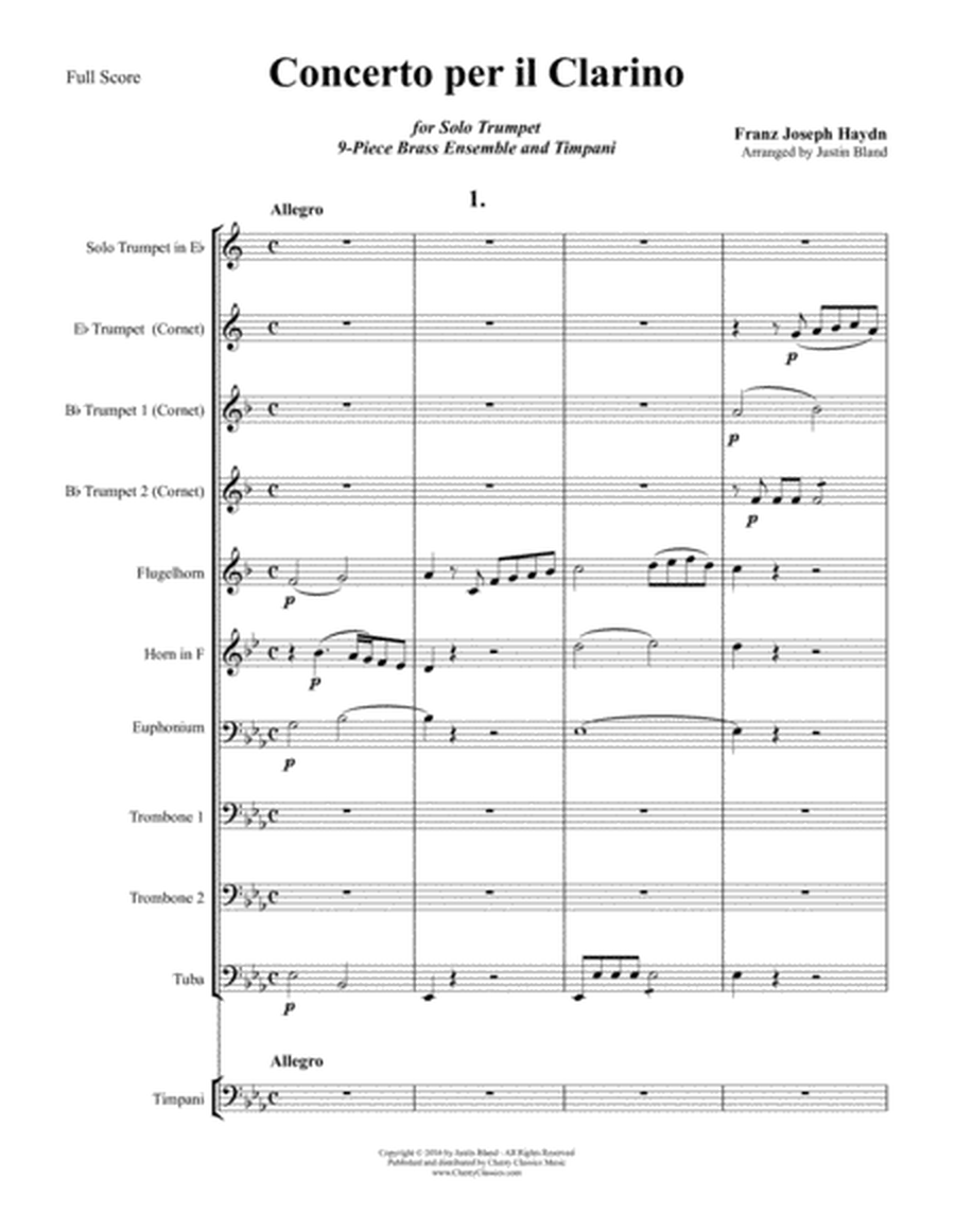 Concerto for Trumpet, 9-part Brass Ensemble & Timpani