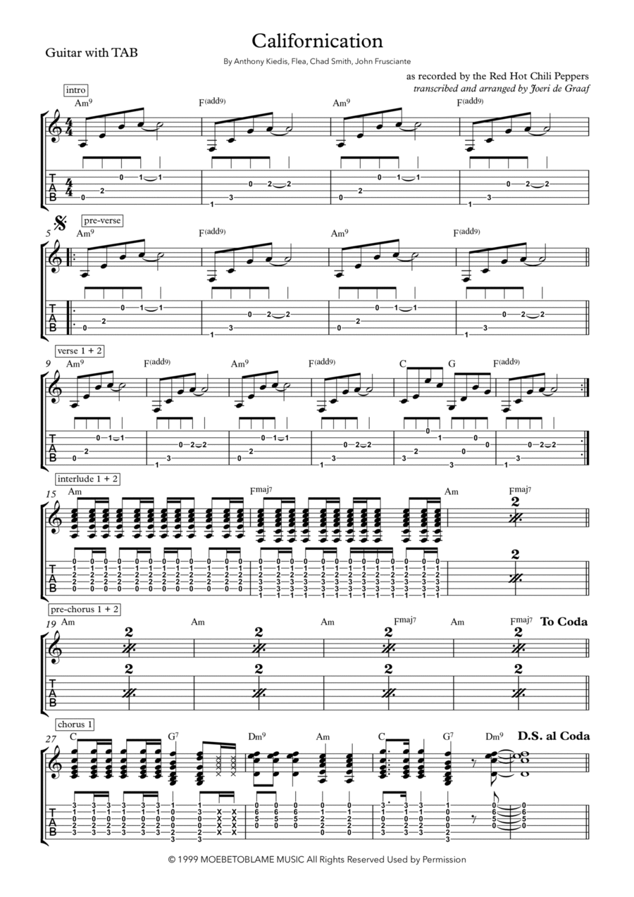 Californication Electric Guitar scores gallery preview page 1