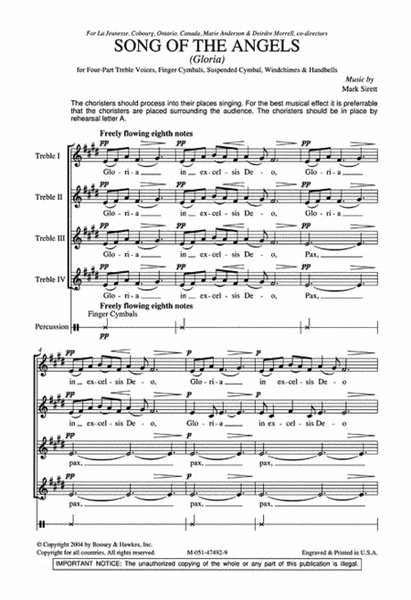 Song of the Angels by Mark Sirett Choir - Sheet Music