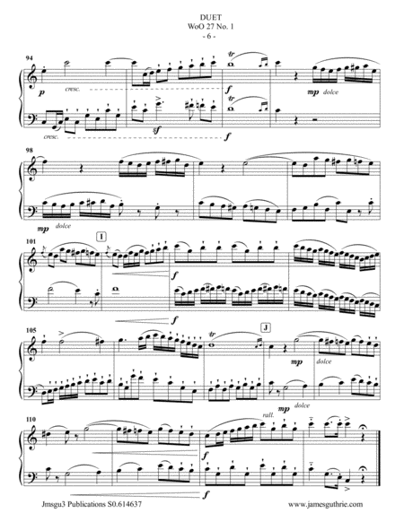 Beethoven: Three Duets WoO 27 for Bass Flute & Cello image number null
