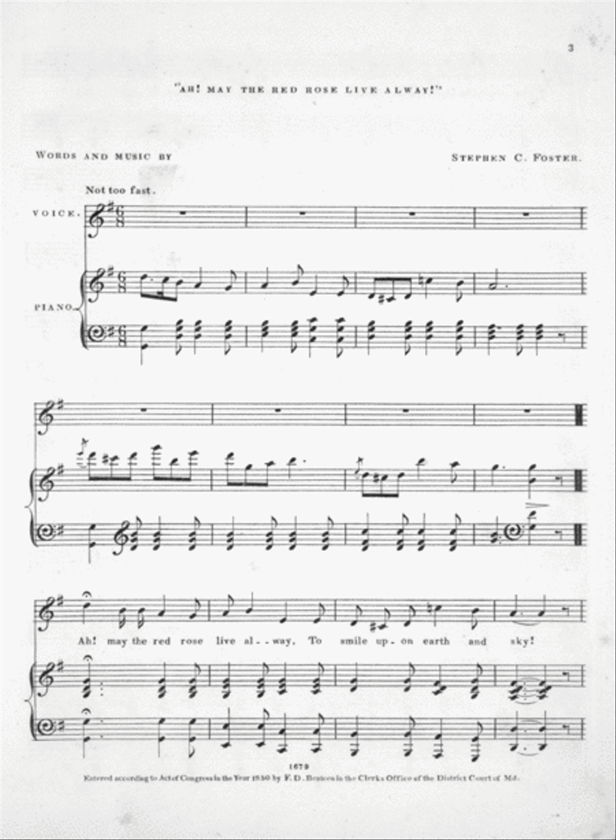 Ah! May the Red Rose Live Alway. Song Voice scores gallery preview page 2